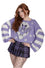 Banned Alternative Kamiko Bat Jumper in White and Purple Knitted Stripe Sleeves