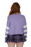 Banned Alternative Kamiko Bat Jumper in White and Purple Knitted Stripe Sleeves