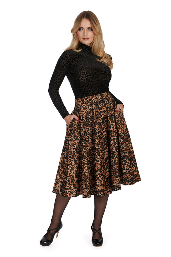 Banned Retro Cheetah Girl Swing Skirt in Leopard Print