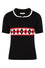 Banned Retro Mila Ace Knit Collared Jumper Top in Black with Card Motifs