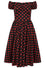 Banned Retro Marilyn Polkadot Midi Swing Dress with Black with Red Spots