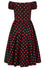 Banned Retro Marilyn Polkadot Midi Swing Dress with Black with Red Spots