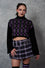 Banned Alternative Argyle Skull Cropped Jumper Black, Purple and Grey Knitted