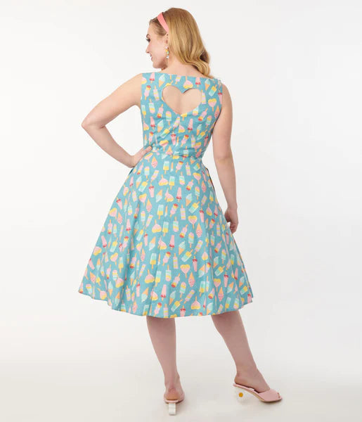 Banned Retro Ice Cream Swing Dress with Heart Back Detail
