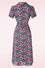 Banned Retro Tea Party Shirt Swing Dress with Belt in Pink and Black Floral Print