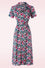 Banned Retro Tea Party Shirt Swing Dress with Belt in Pink and Black Floral Print