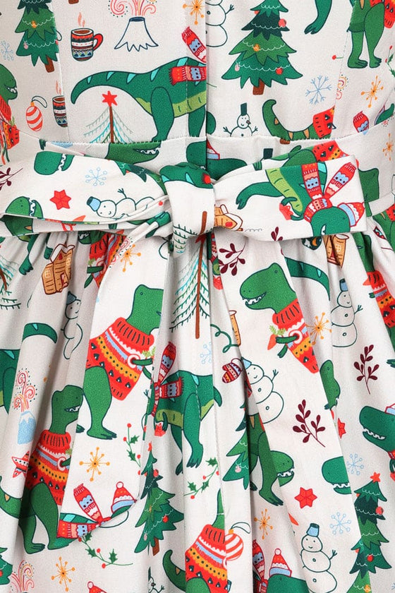 Lady Vintage Tea Dress in Festive Rex Print Christmas