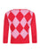 Collectif Liv Diamond Cardigan in Red and Pink Classic Retro Harlequin