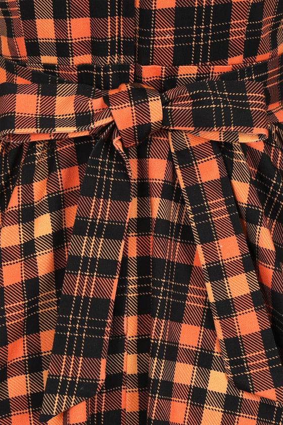 Lady Vintage Tea Dress in Halloween Tartan