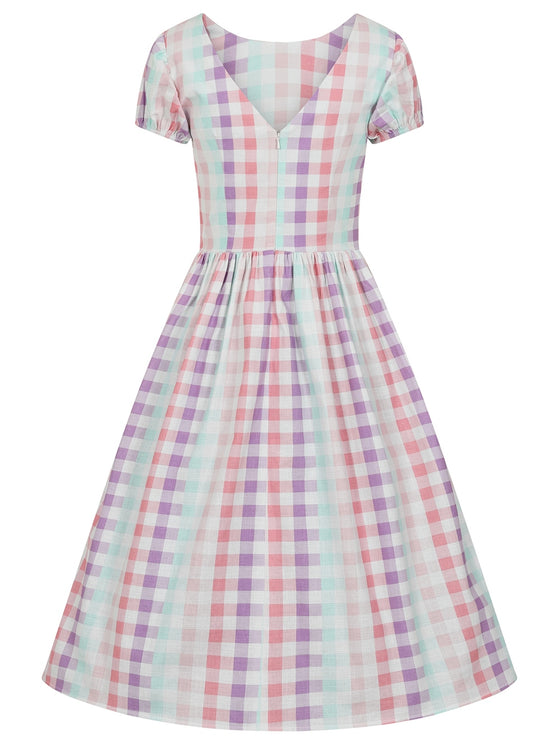 Collectif Demira-Lea Swing Dress in Unicorn Gingham Pastel