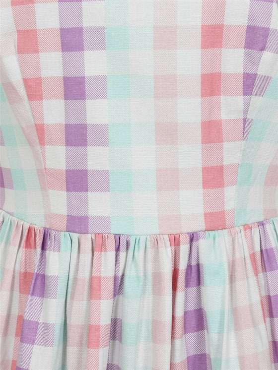 Collectif Demira-Lea Swing Dress in Unicorn Gingham Pastel