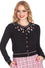 Banned Retro Animal Kingdom Cardigan in Black with Pink Detailing Cats Dogs