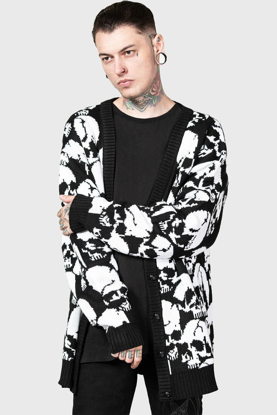 Killstar Bone Idle Oversized Cardigan Unisex Skulls