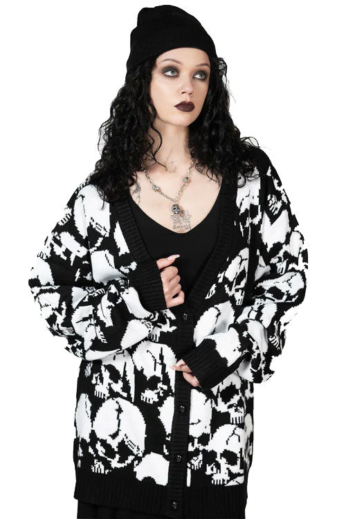 Killstar Bone Idle Oversized Cardigan Unisex Skulls