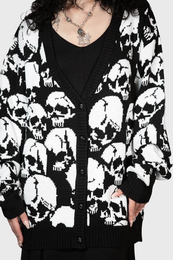 Killstar Bone Idle Oversized Cardigan Unisex Skulls