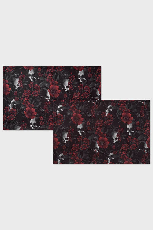 Killstar Beastie Bloom Pillowcase Set Skulls and Flowers