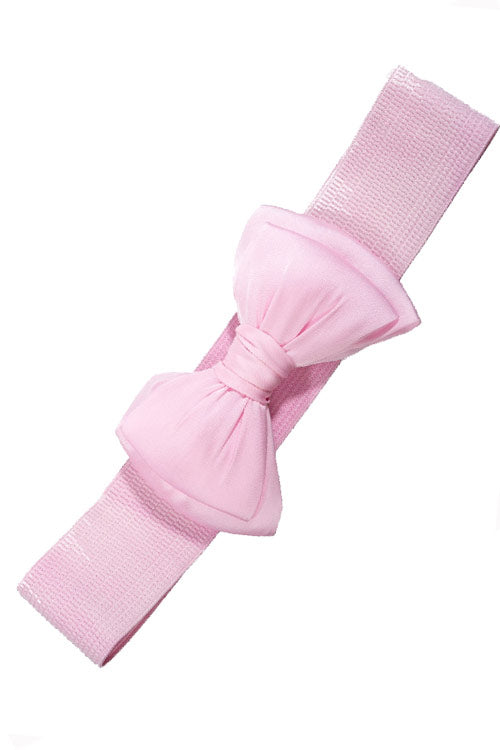 Banned Bella Bow Stretch Elastic Belt in Light Pink