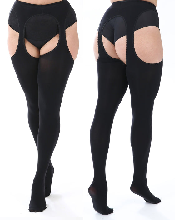 Pamela Mann Hosiery Curvy Super-Stretch Tights in 'Bodyfree' Suspender Black