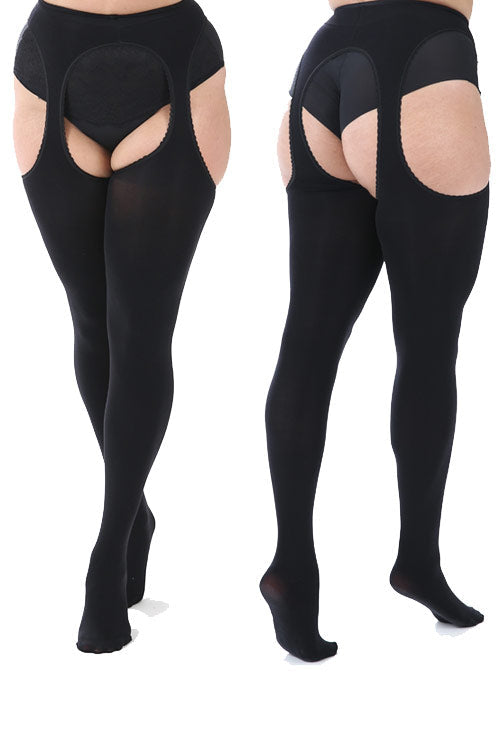 Pamela Mann Hosiery Curvy Super-Stretch Tights in 'Bodyfree' Suspender Black