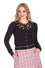 Banned Retro Animal Kingdom Cardigan in Black with Pink Detailing Cats Dogs