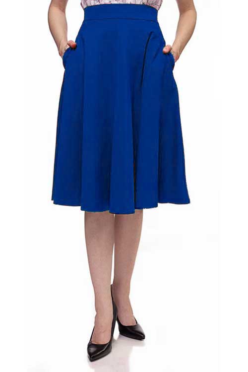 Retrolicious Charlotte Nova Swing Skirt in Blue