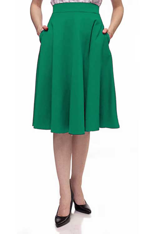 Retrolicious Charlotte Nova Swing Skirt in Green