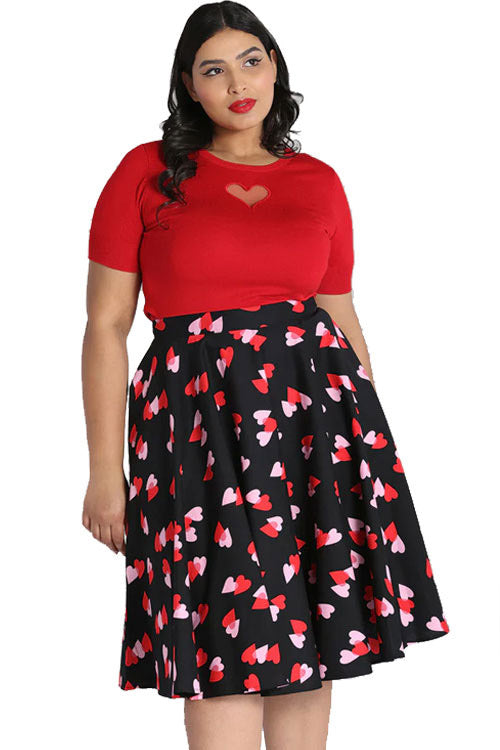 Hell Bunny Confetti Circle Skirt with Heart Design