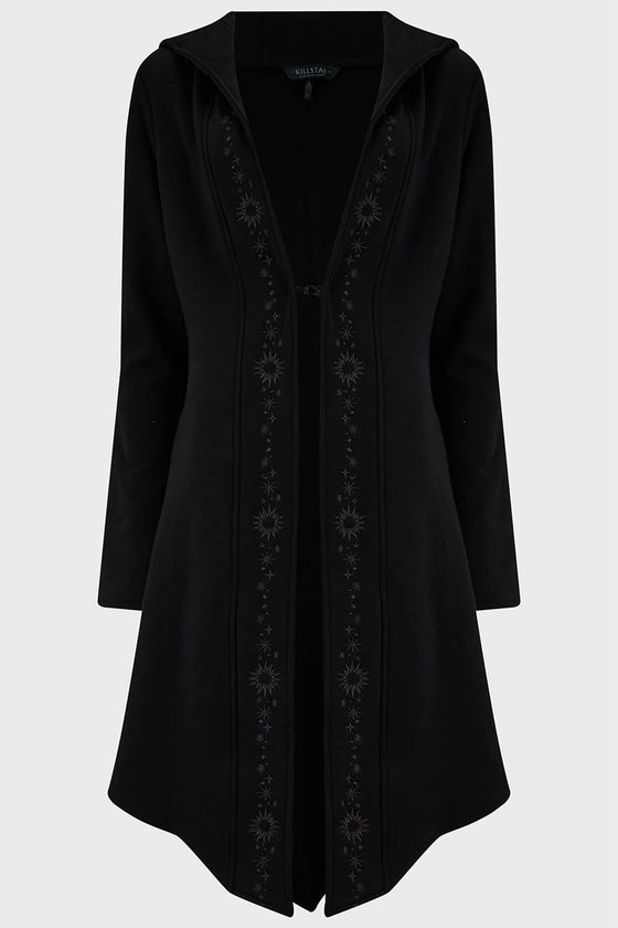 Killstar Crepusculum Black Embroidered Heavy Hooded Jacket Higher Being Range
