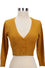 MAK Sweaters Cropped Cardigan with 3/4 Sleeves in Bronze Mustard