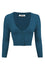 MAK Sweaters Cropped Cardigan with 3/4 Sleeves in Teal Blue