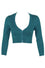 MAK Sweaters Cropped Cardigan with 3/4 Sleeves in Teal Blue