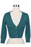 MAK Sweaters Cropped Cardigan with 3/4 Sleeves in Teal Blue