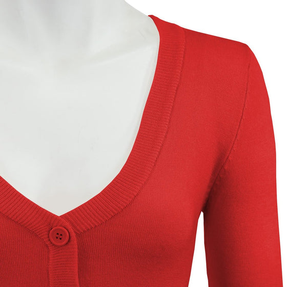 MAK Sweaters Cropped Cardigan with 3/4 Sleeves in Tomato