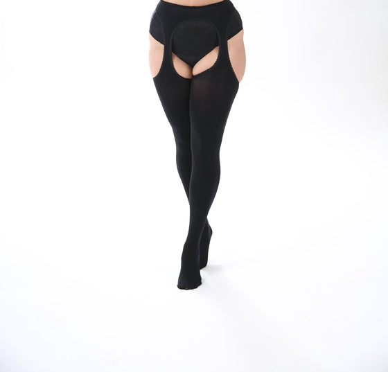 Pamela Mann Hosiery Curvy Super-Stretch Tights in 'Bodyfree' Suspender Black