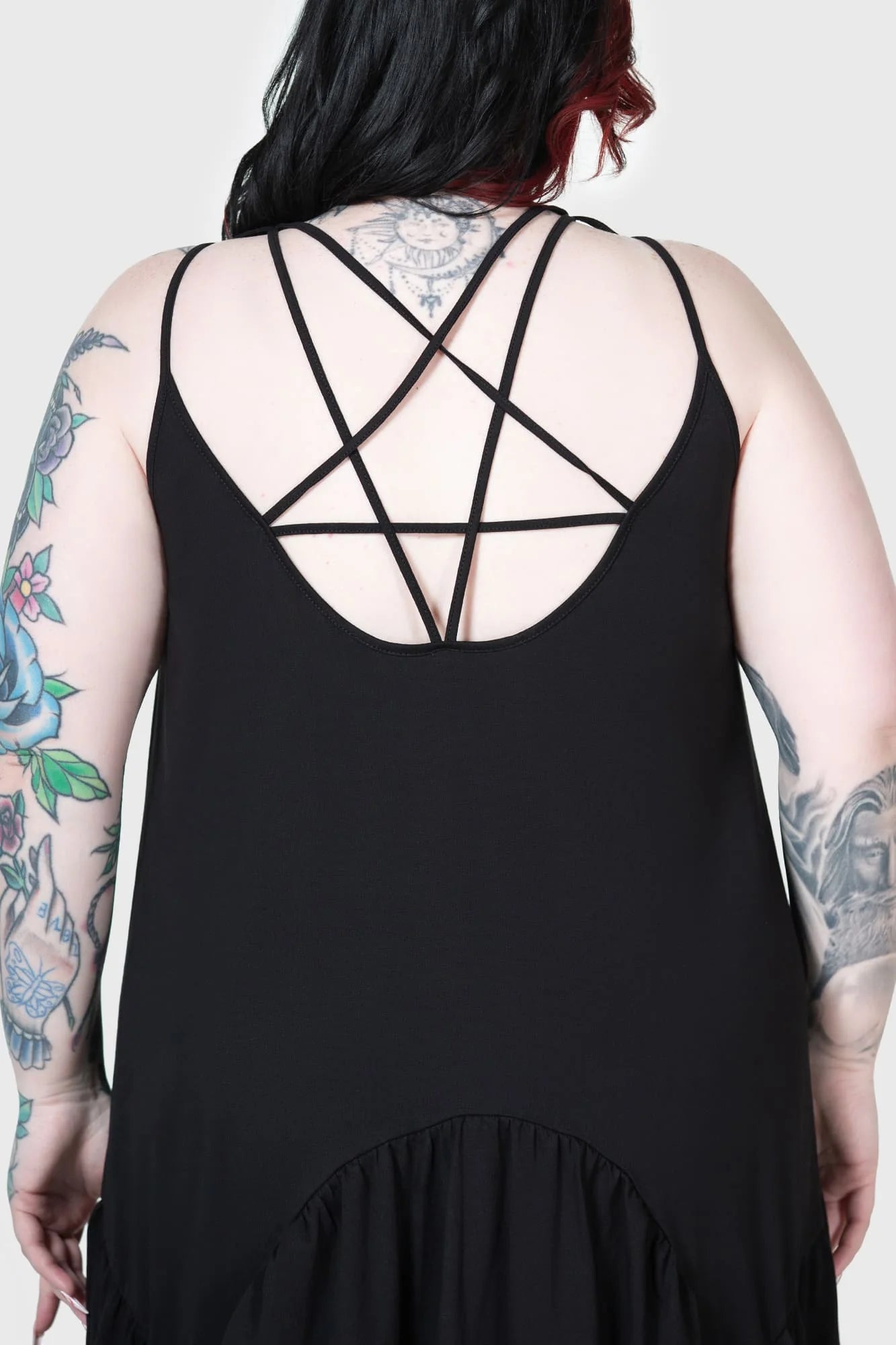Killstar Demise Flowing Maxi Dress with Pentagram Strap Detailing Swam –  Kitty Deluxe