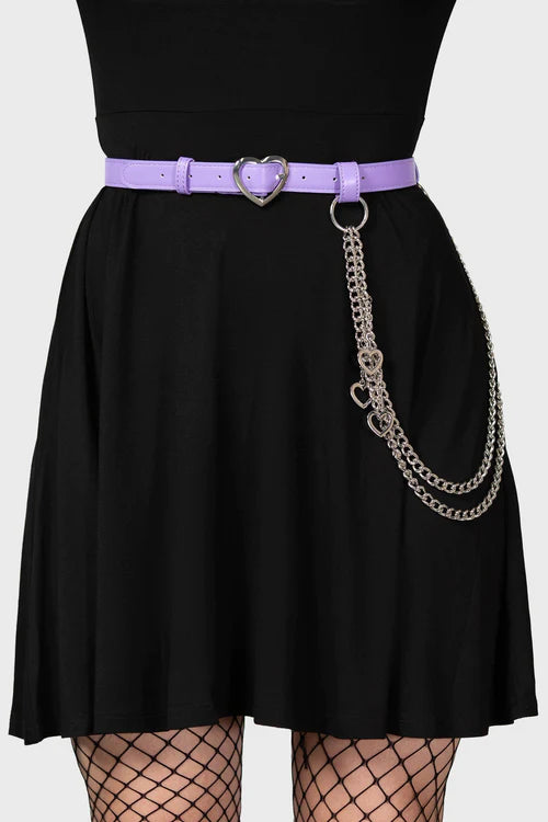 Killstar Dollis Chain Heart Statement Belt in Lilac