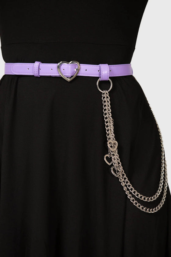 Killstar Dollis Chain Heart Statement Belt in Lilac