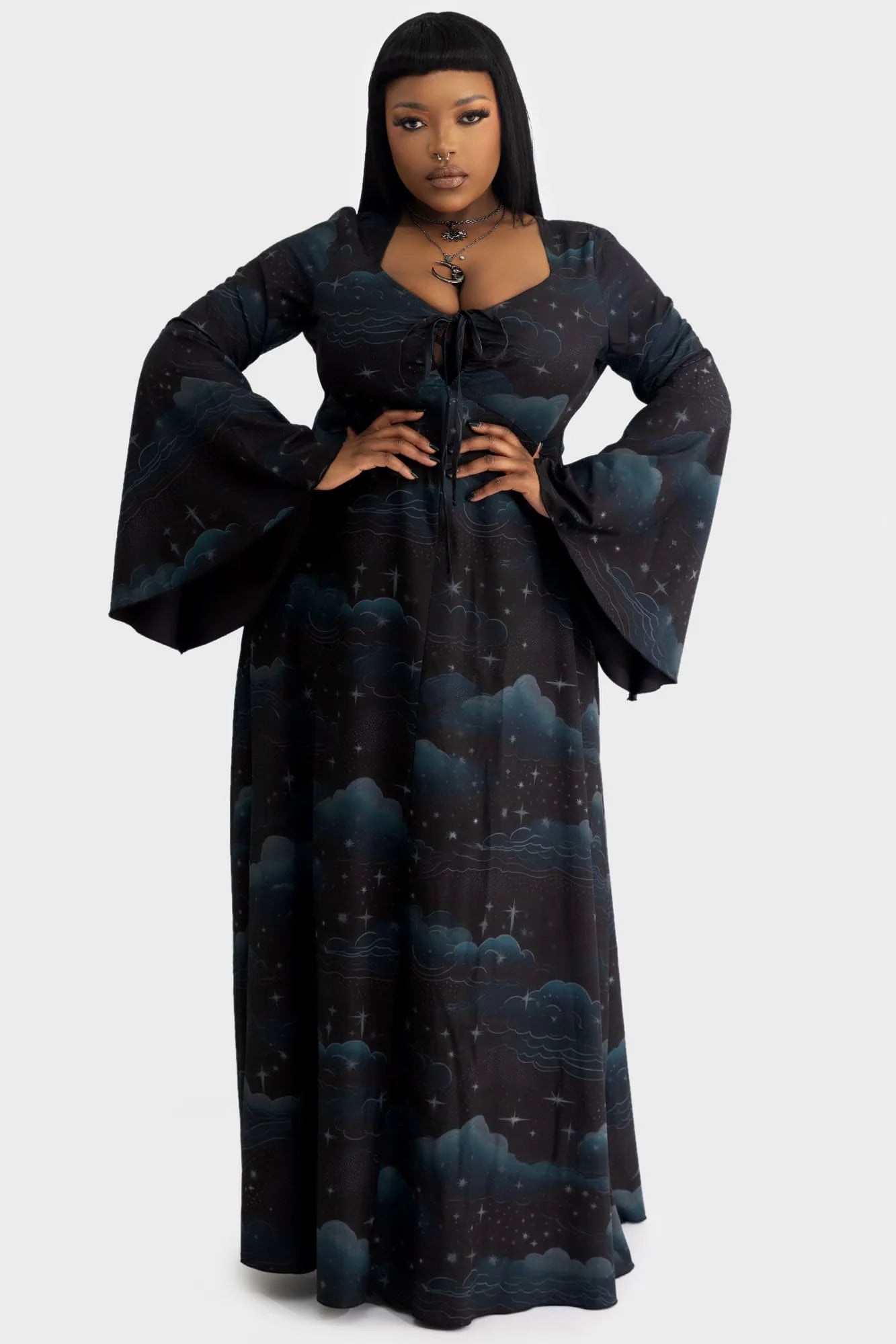 dreamanicon midi dress Killstar Dreamanicon Maxi Dress Night Sky Print Higher Being Range – Kitty  Deluxe