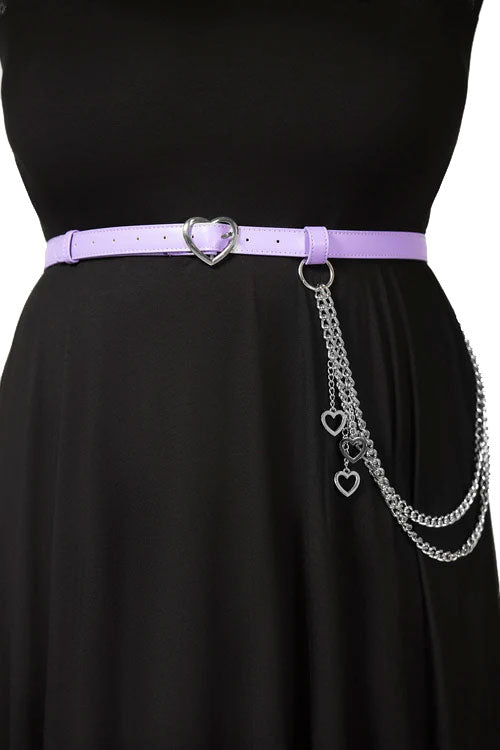 Killstar Dollis Chain Heart Statement Belt in Lilac