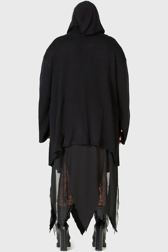 Killstar Kihilist Forgetful Wishing Hooded Knit Cardigan Drapey and Flowing