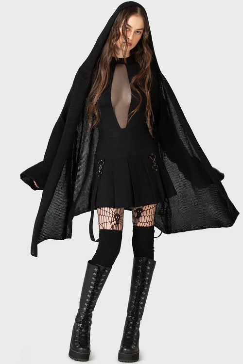 Killstar Kihilist Forgetful Wishing Hooded Knit Cardigan Drapey and Flowing