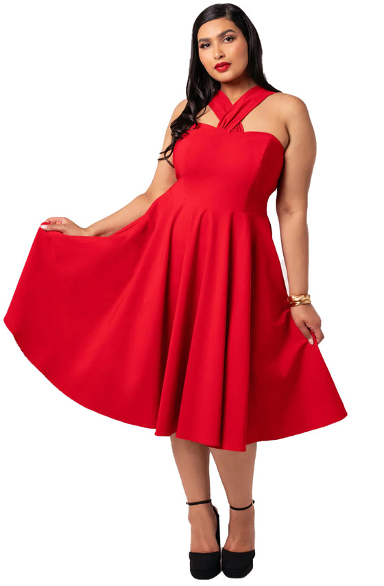 Hell Bunny Gina Dress in Red Glamourpuss - Pre-order Estimated dispatch 29 August 2025