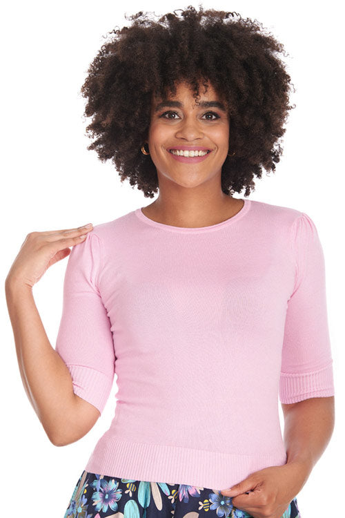 Banned Retro Grace Top in Pink Knitted Jumper Wardrobe staple