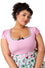 Hell Bunny Gracie Top in Pink with Eyelet Lace Trim Stretchy