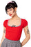 Hell Bunny Gracie Top in Red with Eyelet Lace Trim Stretchy