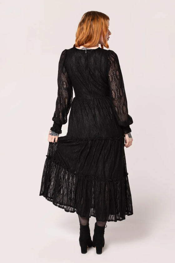 Hell Bunny Rhea Maxi Dress Floaty Black Lace