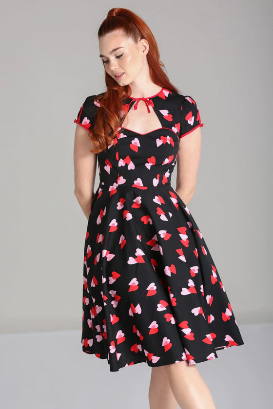 Hell Bunny Confetti Swing Dress with Heart Print