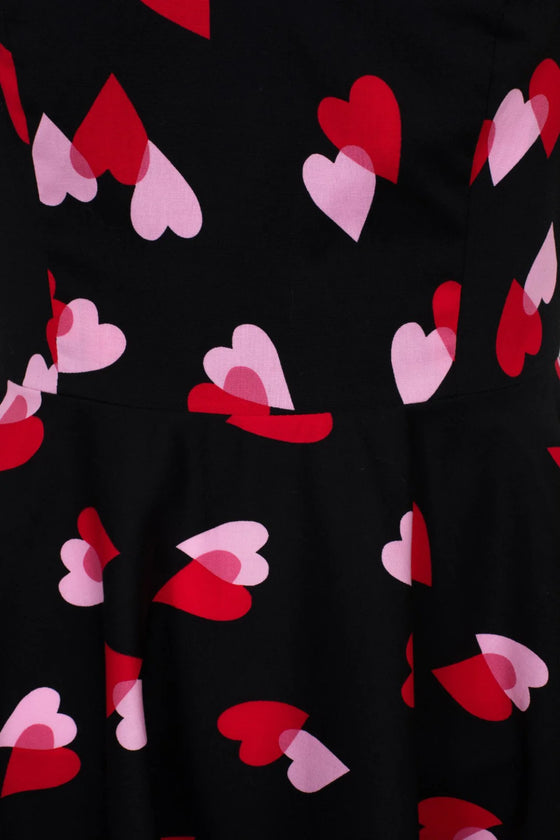 Hell Bunny Confetti Swing Dress with Heart Print