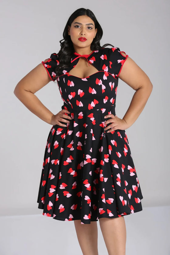 Hell Bunny Confetti Swing Dress with Heart Print