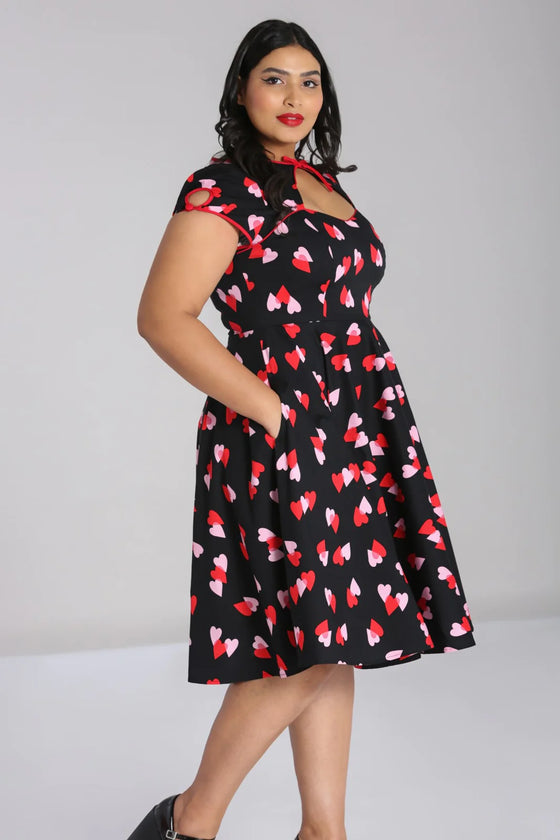 Hell Bunny Confetti Swing Dress with Heart Print